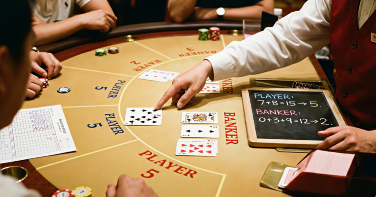 바카라 점수 계산(Baccarat Scoring): 모듈러 10 법칙과 승률의 수학적 원리