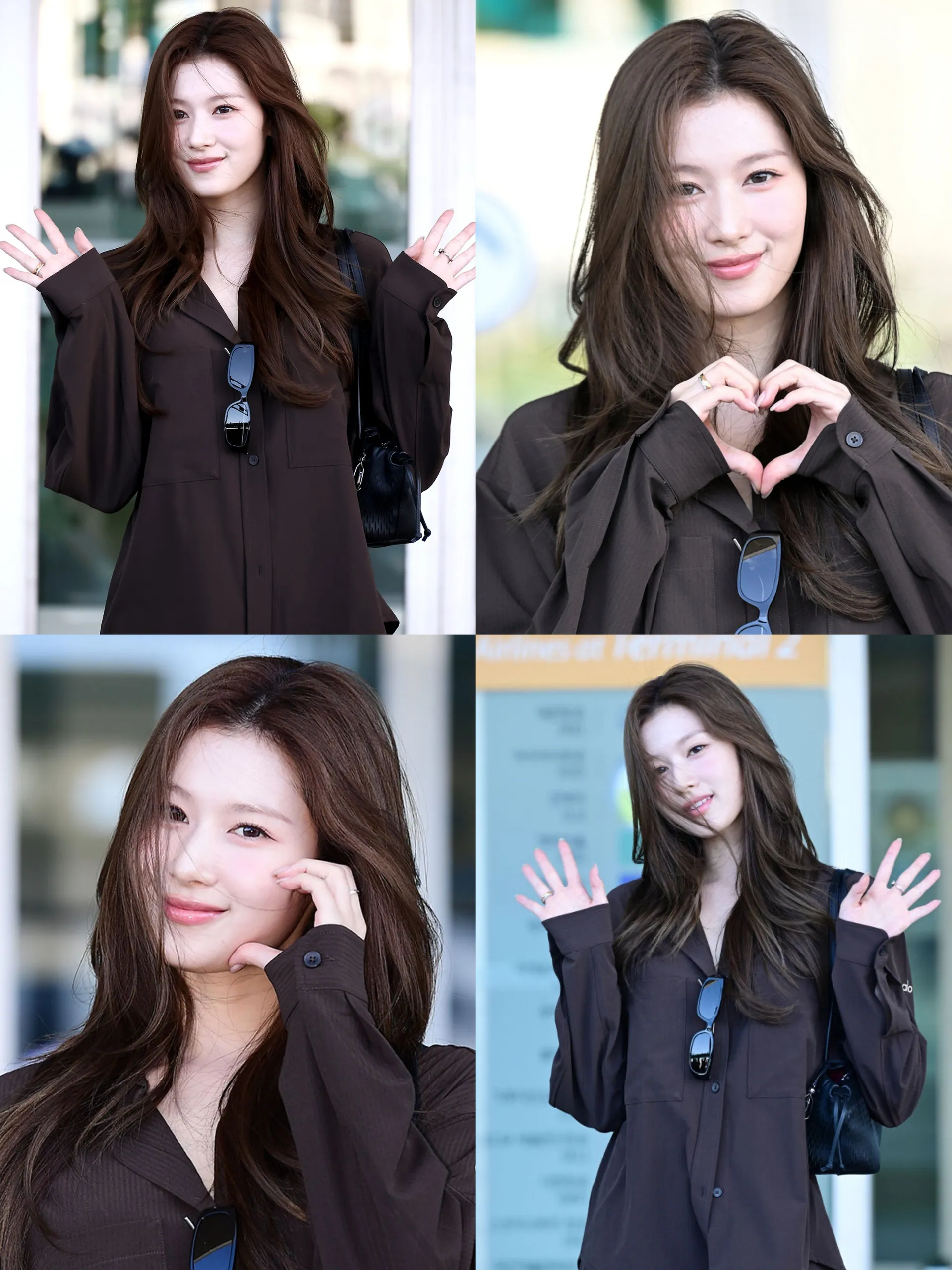 트와이스 사나 가을 공항 출국길
