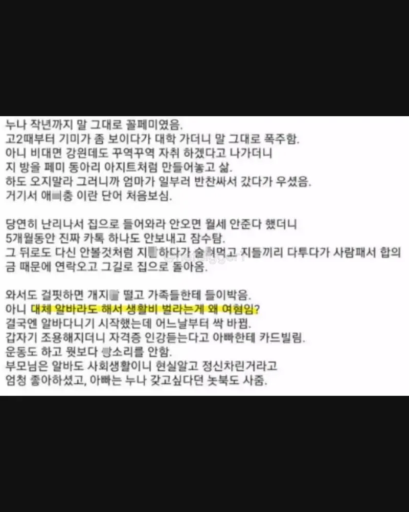 활동비 때문에 빚이 불어나 집안이 흔들린 사연